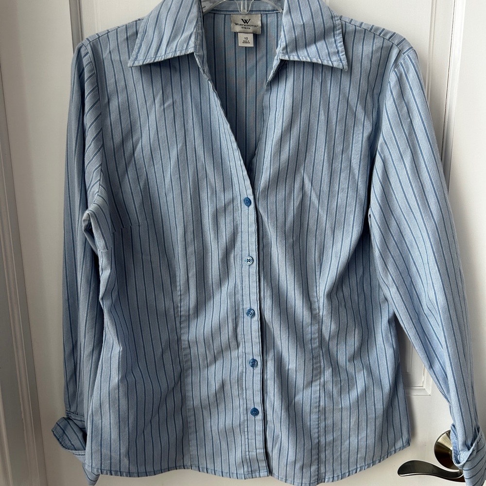 Worthington Light Blue Striped Shirt